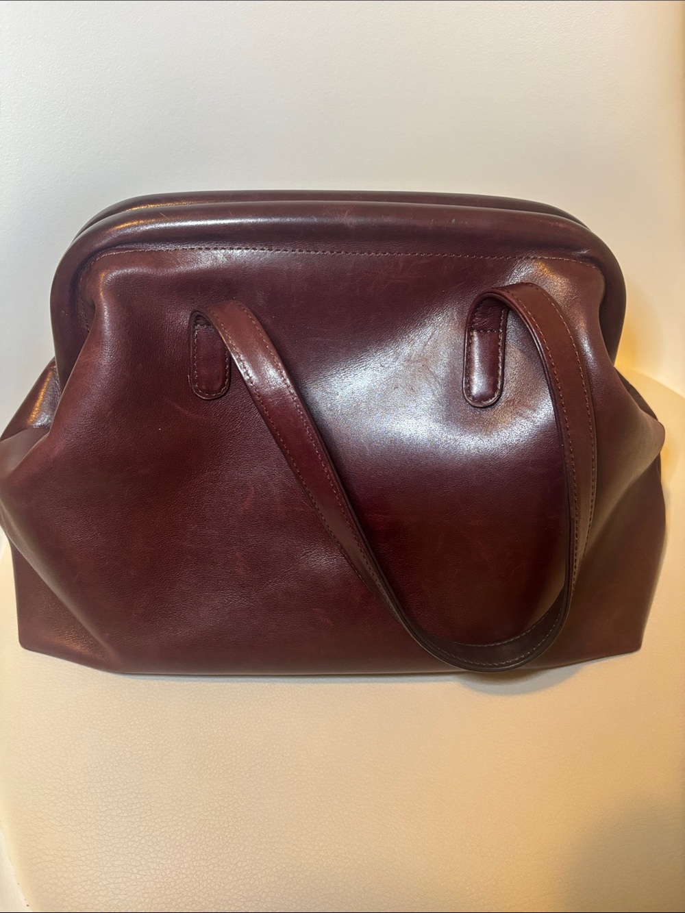 SOMÈS SADDLE Leather Structured Mini Shoulder Bag in Burgundy